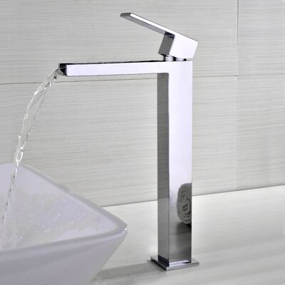 Homary Fiego Modern Polished Chrome Waterfall 1-Hole Faucet for Bathroom Vessel Sinks Homary Fiego Modern Polished Chrome Waterfall 1-Hole Faucet for Bathroom Vessel Sinks