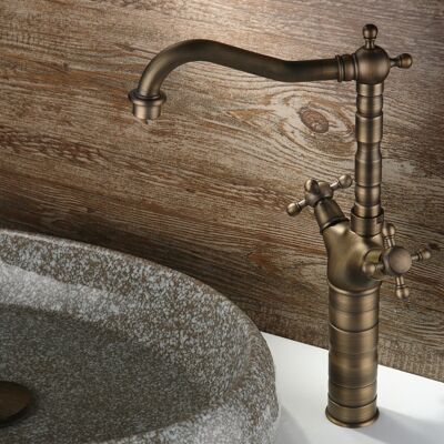 Homary Chester Classic Style Double Cross Handle Single Hole Brass Vessel Bathroom Faucet Homary Chester Classic Style Double Cross Handle Single Hole Brass Vessel Bathroom Faucet