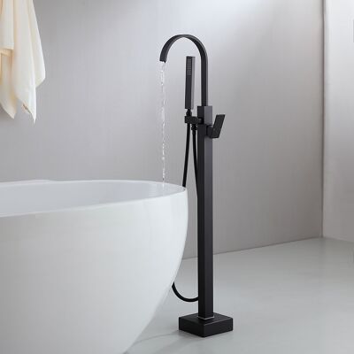 Homary Dree Standing Matte Black Bathtub Filler Faucet and Handheld Shower with High-Arc Spout Homary Dree Standing Matte Black Bathtub Filler Faucet and Handheld Shower with High-Arc Spout