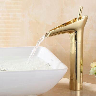 Homary Ashfie Classic 1-Hole Single Handle Vessel Sink Waterfall Faucet Solid Brass Homary Ashfie Classic 1-Hole Single Handle Vessel Sink Waterfall Faucet Solid Brass