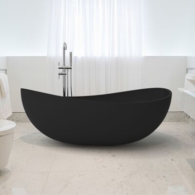 Homary 70" Contemporary Oval Freestanding Stone Resin Soaking Bathtub in Black Homary 70" Contemporary Oval Freestanding Stone Resin Soaking Bathtub in Black