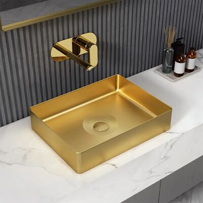 Homary Contemporary Gold Rectangular Stainless Steel Vessel Sink Luxury Wash Sink Homary Contemporary Gold Rectangular Stainless Steel Vessel Sink Luxury Wash Sink