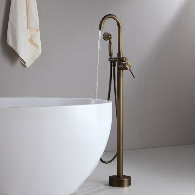 Homary Classic Single Handle Swirling Spout Freestanding Tub Faucet with Handshower Solid Brass Homary Classic Single Handle Swirling Spout Freestanding Tub Faucet with Handshower Solid Brass