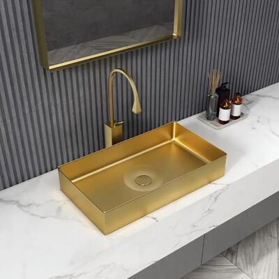 Homary Contemporary Gold Rectangular Stainless Steel Vessel Sink Luxury Wash Sink Homary Contemporary Gold Rectangular Stainless Steel Vessel Sink Luxury Wash Sink