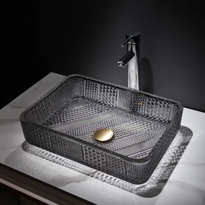 Homary Glass Rectangle Black Bathroom Vessel Sink Wash Sink Designs for Bathroom with Drain Homary Glass Rectangle Black Bathroom Vessel Sink Wash Sink Designs for Bathroom with Drain