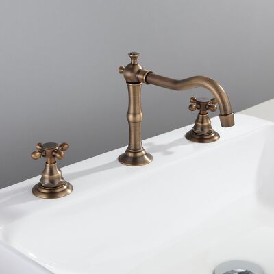 Homary Chester Traditional Double Handle Bathroom Widespread Sink Faucet Victorian Spout Homary Chester Traditional Double Handle Bathroom Widespread Sink Faucet Victorian Spout