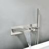 Homary Modern Waterfall Tub Filler Wall Mounted Bathtub Faucet with Handshower Brushed Nickel