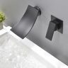 Homary Shoop Modern Single Handle Wall Mounted Waterfall Bathroom Sink Faucet Matte Black