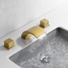 Homary Victoria Waterfall Widespread Brushed Gold Bathroom Sink Faucet 2-Handle