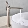 Homary Utop Modern Innovative Design Single Hole Sink Faucet in Brushed Nickel Solid Brass