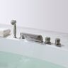 Homary Victoria LED Waterfall Deck Mount Tub Filler Faucet & Hand Shower in Brushed Nickel