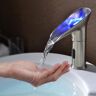 Homary LED Single Hole Touchless Electronic Bathroom Sink Waterfall Faucet in Brushed Nickel