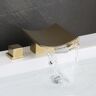 Homary Grop Brushed Gold Waterfall Widespread Bathroom Sink Faucet Double Handle