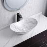 Homary Ceramic Vessel Bathroom Wash Sink Boat Shaped Marble Pattern