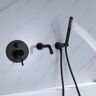 Homary Stev Modern Wall-Mount Matte Black Bathtub Filler Faucet with Handshower Solid Brass