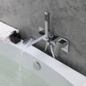 Homary Mill Modern Waterfall Wall-Mount Tub Filler Faucet & Handshower Chrome Solid Brass