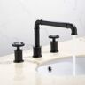 Homary Ruth Industrial Pipe Matte Black Bathroom Widespread Sink Faucet Double Handles