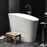 Homary 47" Modern Oblique Deep Freestanding Matte White Stone Resin Japanese Soaking Bathtub