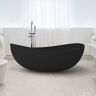 Homary 70" Contemporary Oval Freestanding Stone Resin Soaking Bathtub in Black