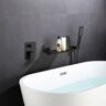 Homary Solid Brass Waterfall Single Handle Wall-Mounted Bathtub Faucet Tub Filler in Black