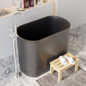 Homary 40" Modern Deep Oval Freestanding Matte Black Stone Resin Japanese Soaking Bathtub