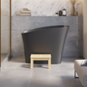 Homary 47" Modern Oblique Deep Freestanding Matte Black Stone Resin Japanese Soaking Bathtub