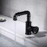 Homary Ruth Industrial Pipe 1-Hole Bathroom Sink Faucet Single Handle Solid Brass in Black