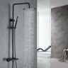 Homary Contemporary Shower System Thermostatic Matte Black Solid Brass Rainfall Shower Head