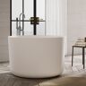 Homary 41" Freestanding Japanese Soaking Bathtub Matte White Round Stone Resin Tub
