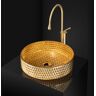 Homary 15" Modern Luxury Diamond Shaped Crystal Glass Bathroom Vessel Sink in Gold