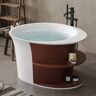 Homary 47" Freestanding Japanese Soaking Bathtub with Storage Shelving Stone Resin