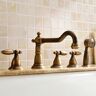 Homary Deck Mounted Roman Bathtub Faucet with Handshower Solid Brass in Antique Brass