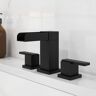 Homary MILL Waterfall Widespread Double Handle Right-Angled Bathroom Sink Faucet Matte Black