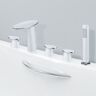 Homary Waterfall Deck Mounted Roman Bathtub Faucet with Handshower Stainless Steel White