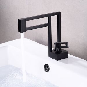 Homary Single Handle Black Geometric Bathroom Sink Faucet Single Hole Solid Brass Architectural Design