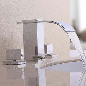 Homary Milly Modern 2-Handle Deck Mounted Waterfall Widespread Bathroom Sink Faucet