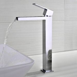 Homary Fiego Modern Polished Chrome Waterfall 1-Hole Faucet for Bathroom Vessel Sinks