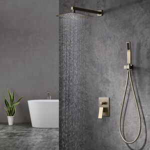 Homary Modern 12" Wall Mounted Shower System with Handheld Shower Pressure Balance Valve