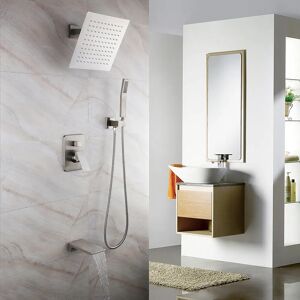 Homary Wall Mount 10" Rainshower Hand Shower & Tub Spout Shower System in Brushed Nickel