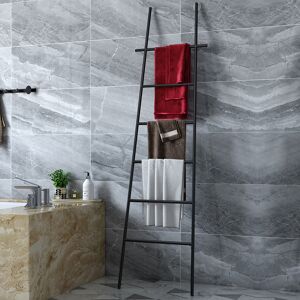 Homary Black Modern Freestanding Bath Ladder Storage Towel Rack