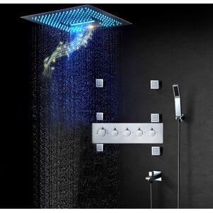 Homary Wall-Mounted 16" Shower System in Polished Chrome 4 Function Thermostatic