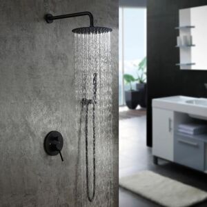 Homary Modern 8" Wall Mounted Rain Shower System with Handheld Shower Set Solid Brass