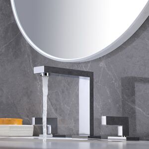 Homary Modern Widespread Chrome Bathroom Sink Faucet Double Handle Solid Brass