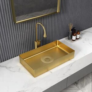 Homary Contemporary Gold Rectangular Stainless Steel Vessel Sink Luxury Wash Sink