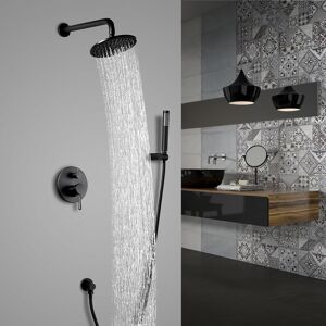 Homary Modern 12" Black Wall Mounted Rain Shower System with Rainfall Shower Head Solid Brass