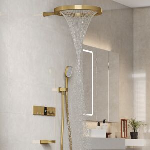Homary Luxury Gold Thermostatic Shower System with Overhead Rainfall & Handheld Spray