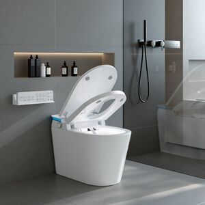 Homary Modern White Smart Toilet – Skirted Design, Heated Seat, LED Display, Aromatherapy & Remote-Controlled Functions