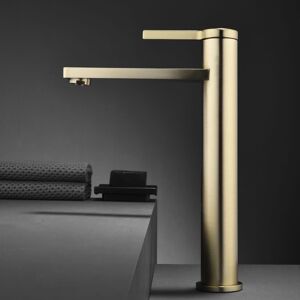 Homary Brushed Gold Vessel Faucet 1-Hole Single Lever Zinc Alloy Handle Solid Brass