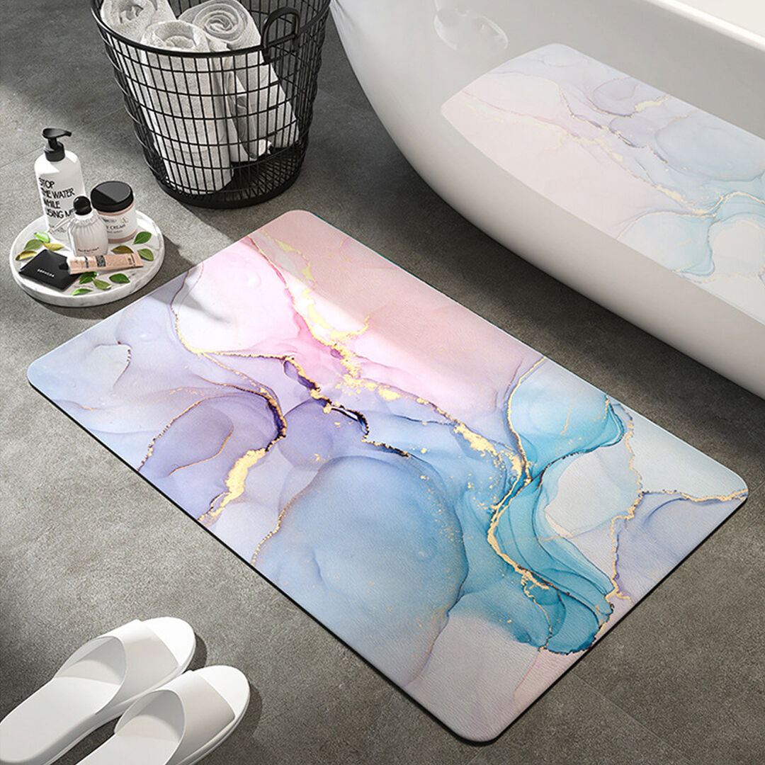 Homary 16" x 24" Modern Non-Slip Soft Rectangle Bath Mat Geometric Abstract Bathroom Rug