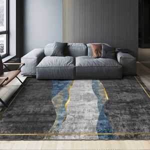 Homary Modern Abstract Gray and Gold Rug Polyester Rectangle 5' x 7' Living Room Area Rug Homary Modern Abstract Gray and Gold Rug Polyester Rectangle 5' x 7' Living Room Area Rug